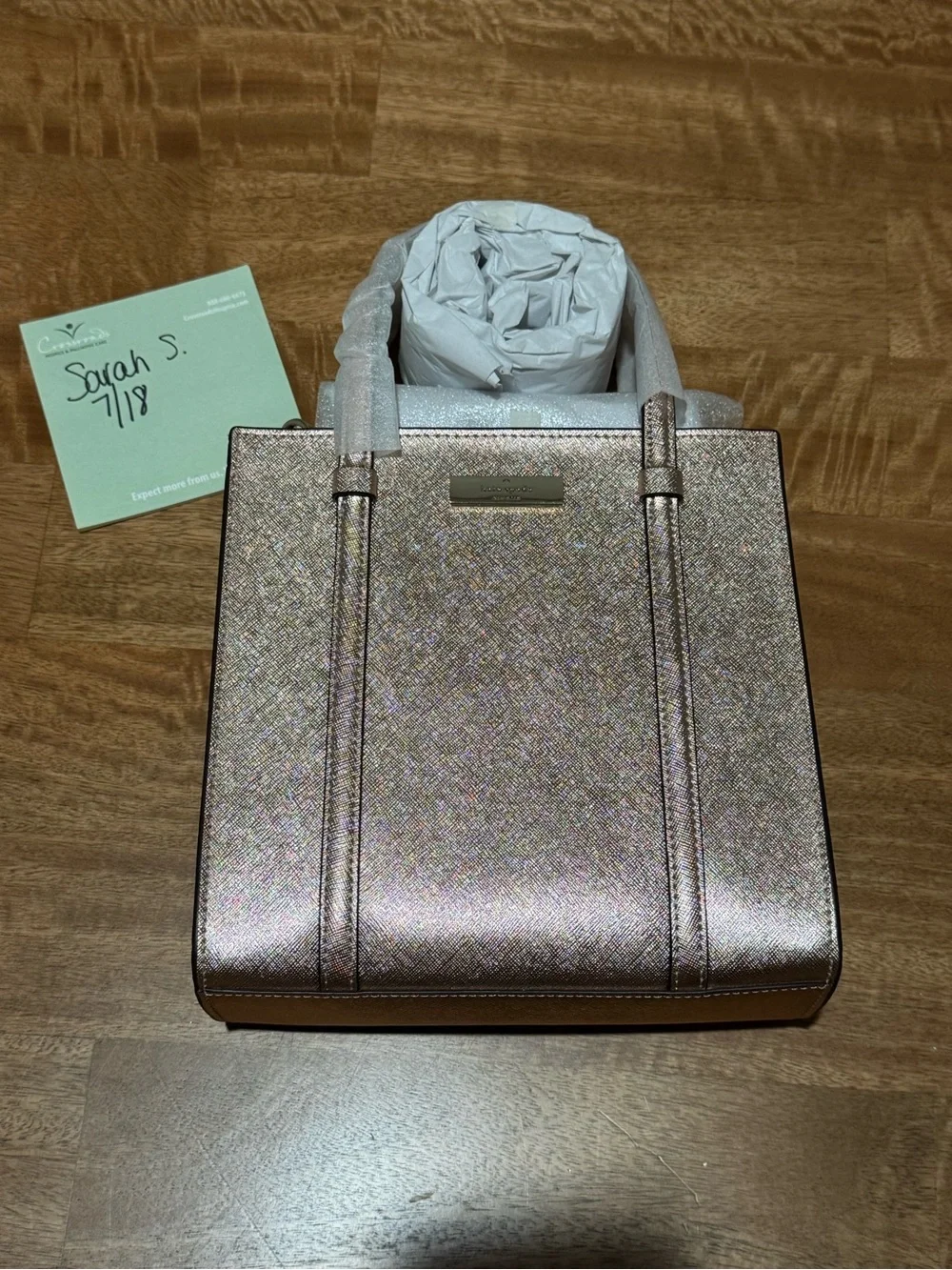 kate spade metallic rose gold crossbody tote
